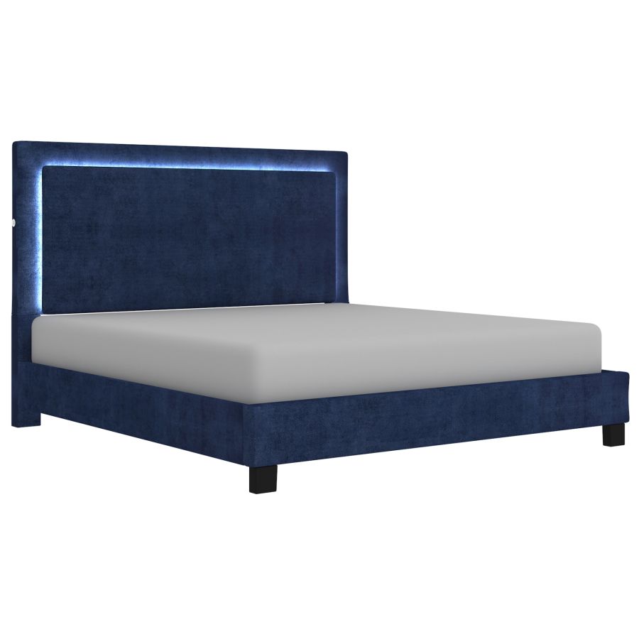Lumina 78" King Platform Bed with Light in Blue 101-088K-BL