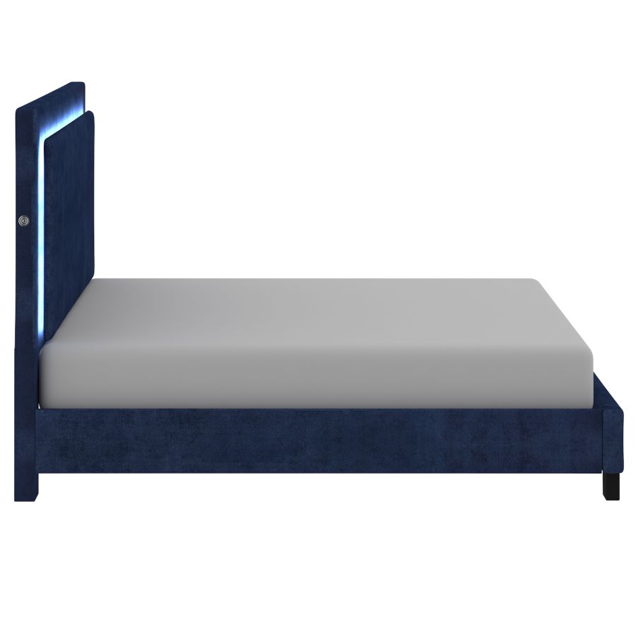 Lumina 78" King Platform Bed with Light in Blue 101-088K-BL