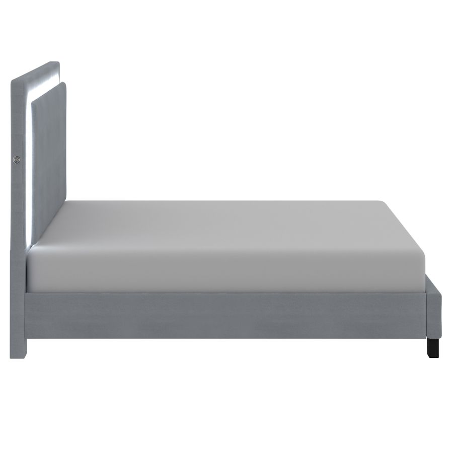 Lumina 78" King Platform Bed with Light in Grey