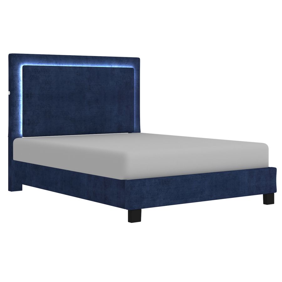 Lumina 60" Queen Platform Bed with Light in Blue 101-088Q-BL