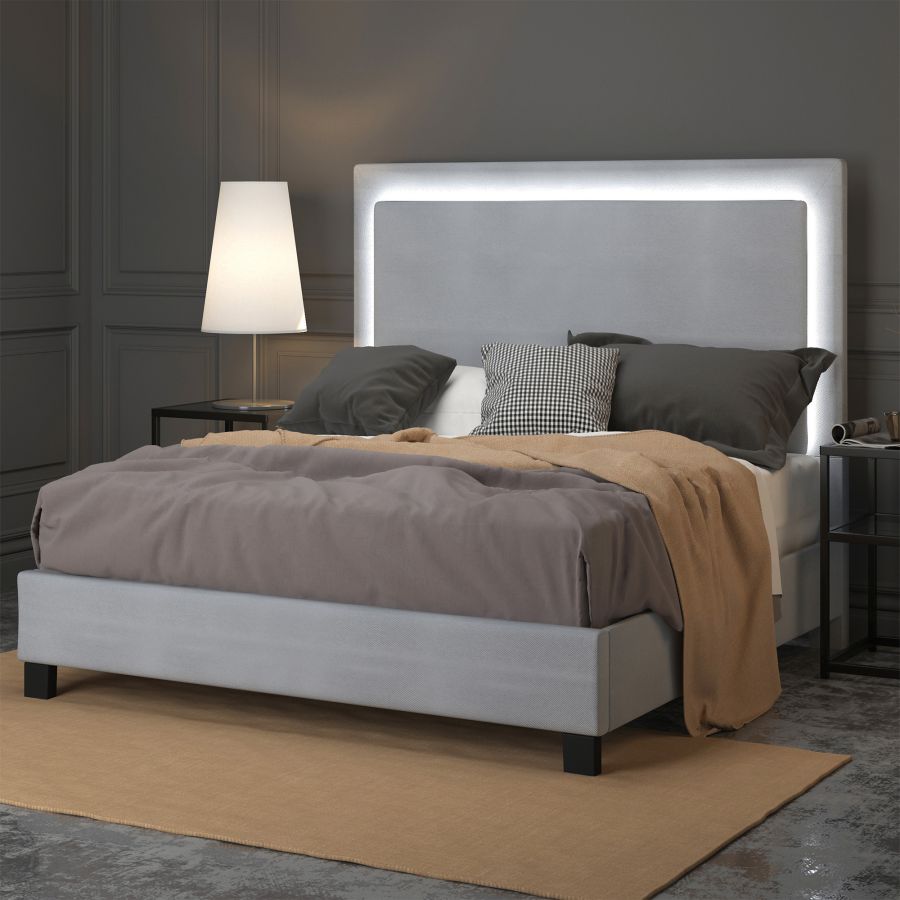 Lumina 60" Queen Platform Bed with Light in Grey 101-088Q-GY