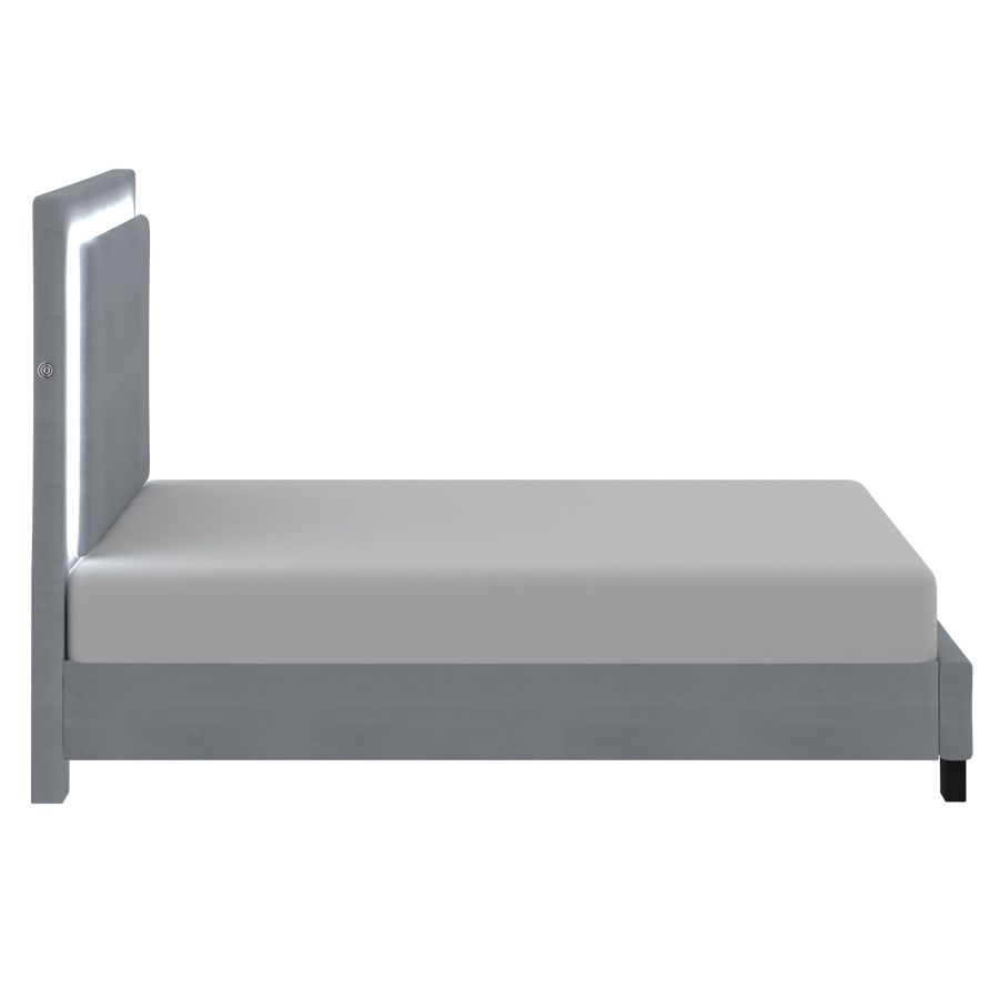 Lumina 60" Queen Platform Bed with Light in Grey 101-088Q-GY