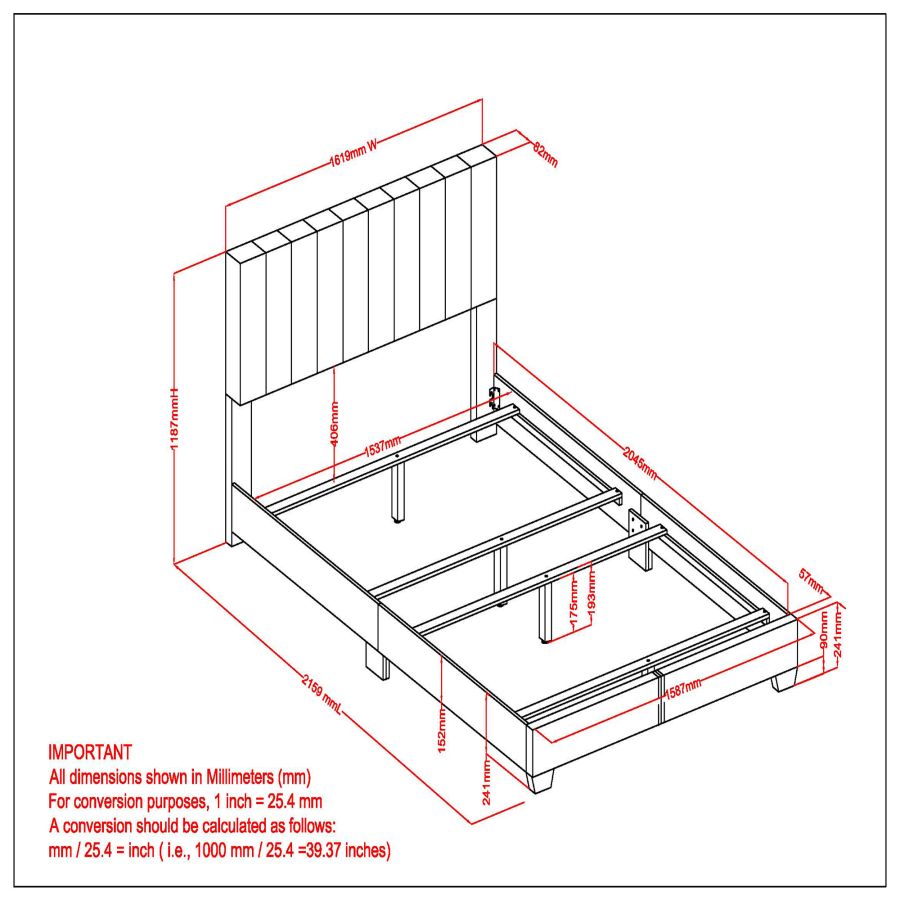 Jedd 60" Queen Bed in Charcoal Fabric 101-297Q-CHL