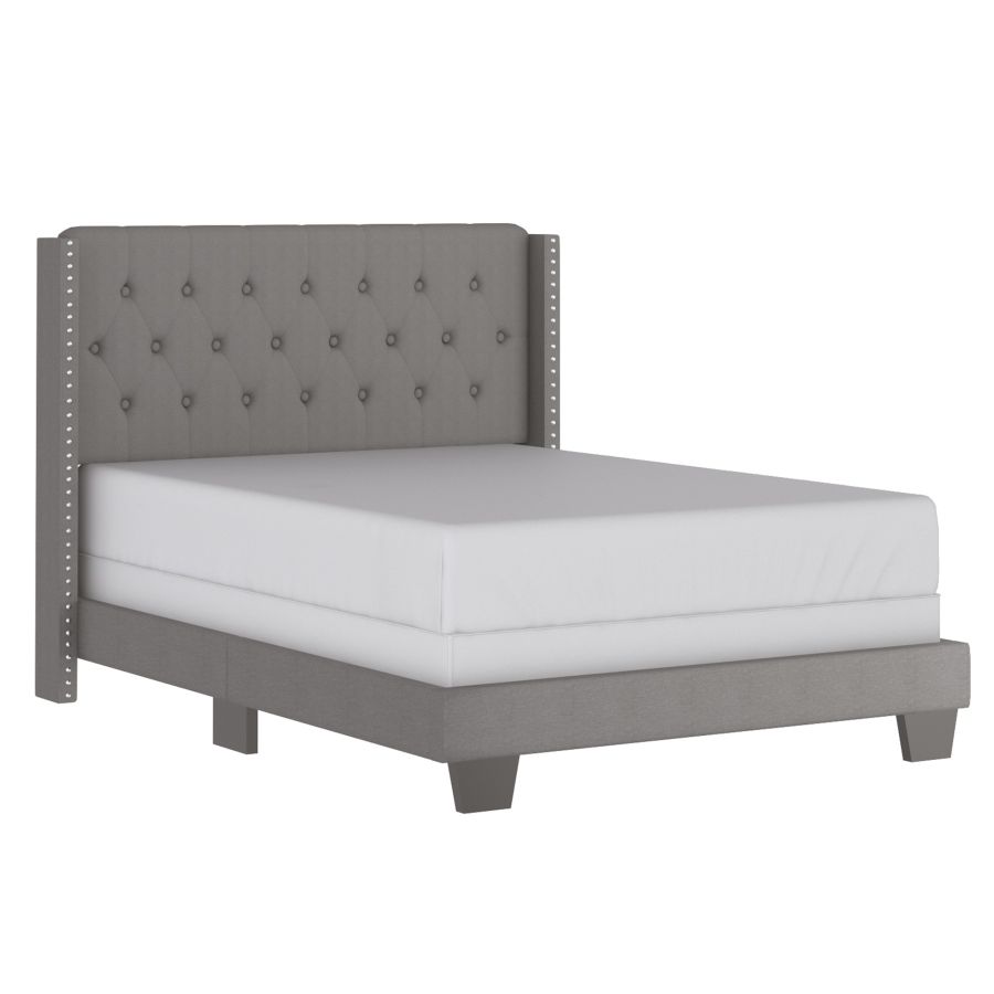Gunner 54" Double Bed in Light Grey Fabric 101-299D-LGY