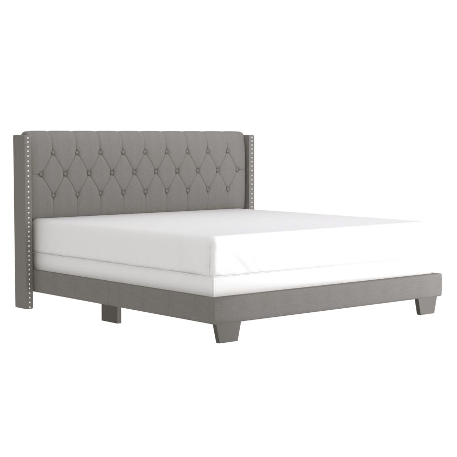 Gunner 78" King Bed in Light Grey Fabric 101-299K-LGY