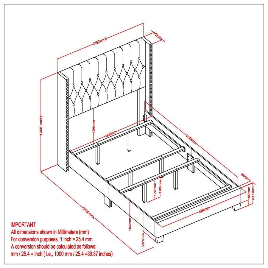Gunner 78" King Bed in Light Grey Fabric 101-299K-LGY
