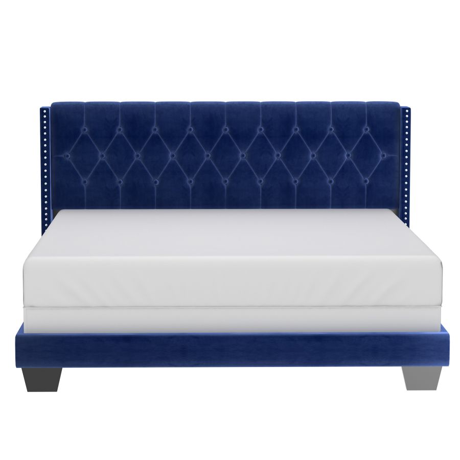 Gunner 78" King Bed in Blue Velvet 101-299K-NAV
