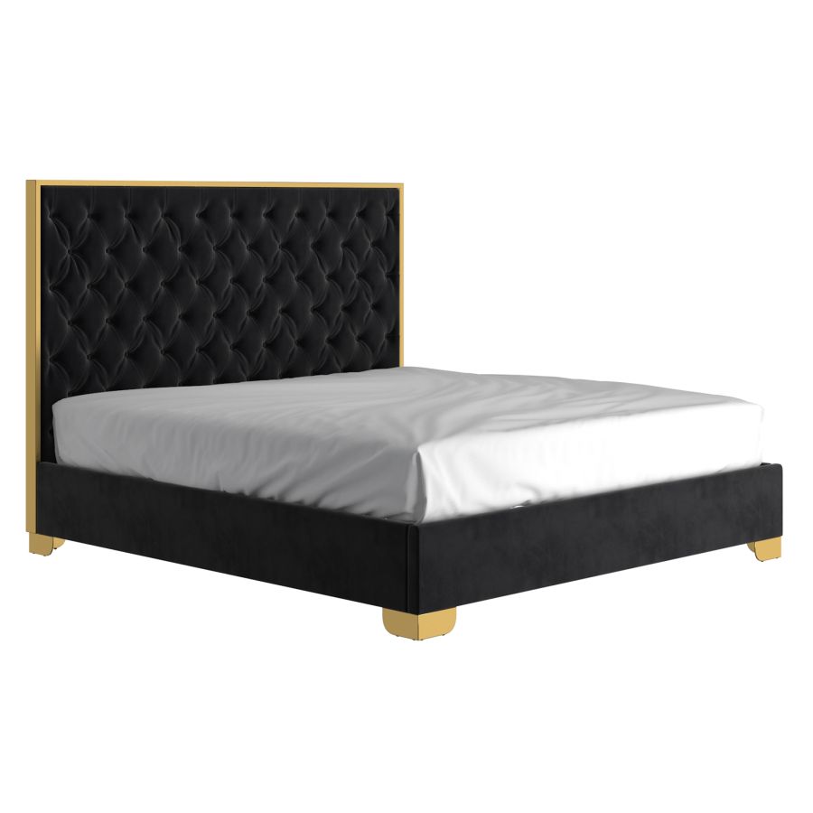 Lucille 78" King Bed in Black and Gold 101-596K-BK_GL