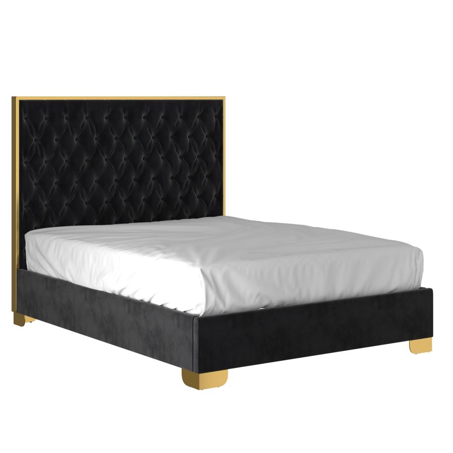 Lucille 60" Queen Bed in Black and Gold 101-596Q-BK_GL