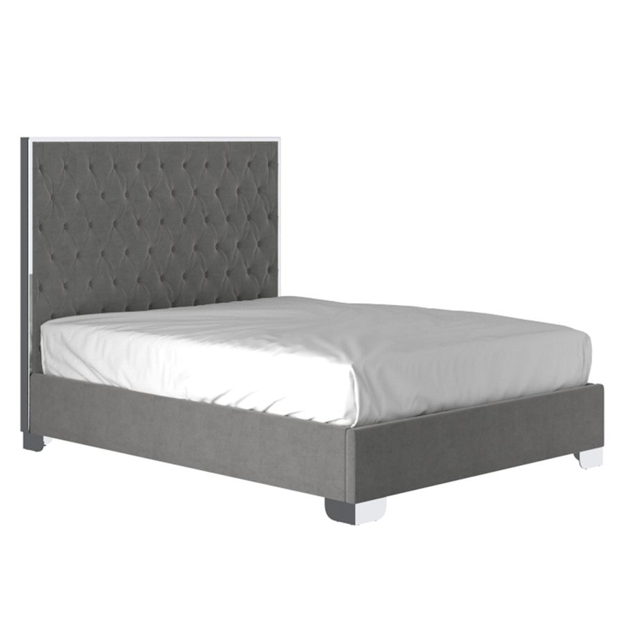 Lucille 60" Queen Bed in Grey and Silver 101-596Q-GY_CH