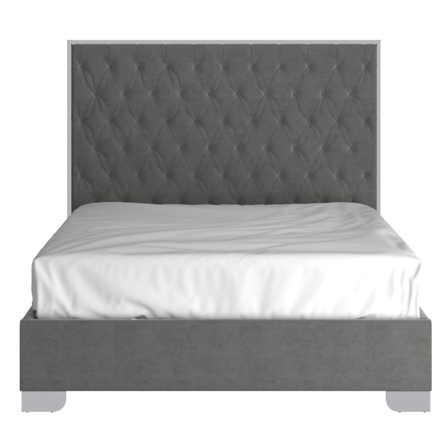 Lucille 60" Queen Bed in Grey and Silver 101-596Q-GY_CH