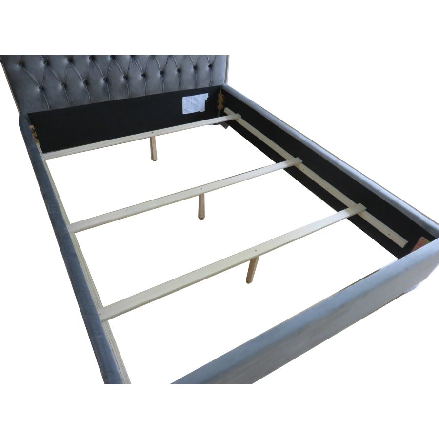 Lucille 60" Queen Bed in Grey and Silver 101-596Q-GY_CH