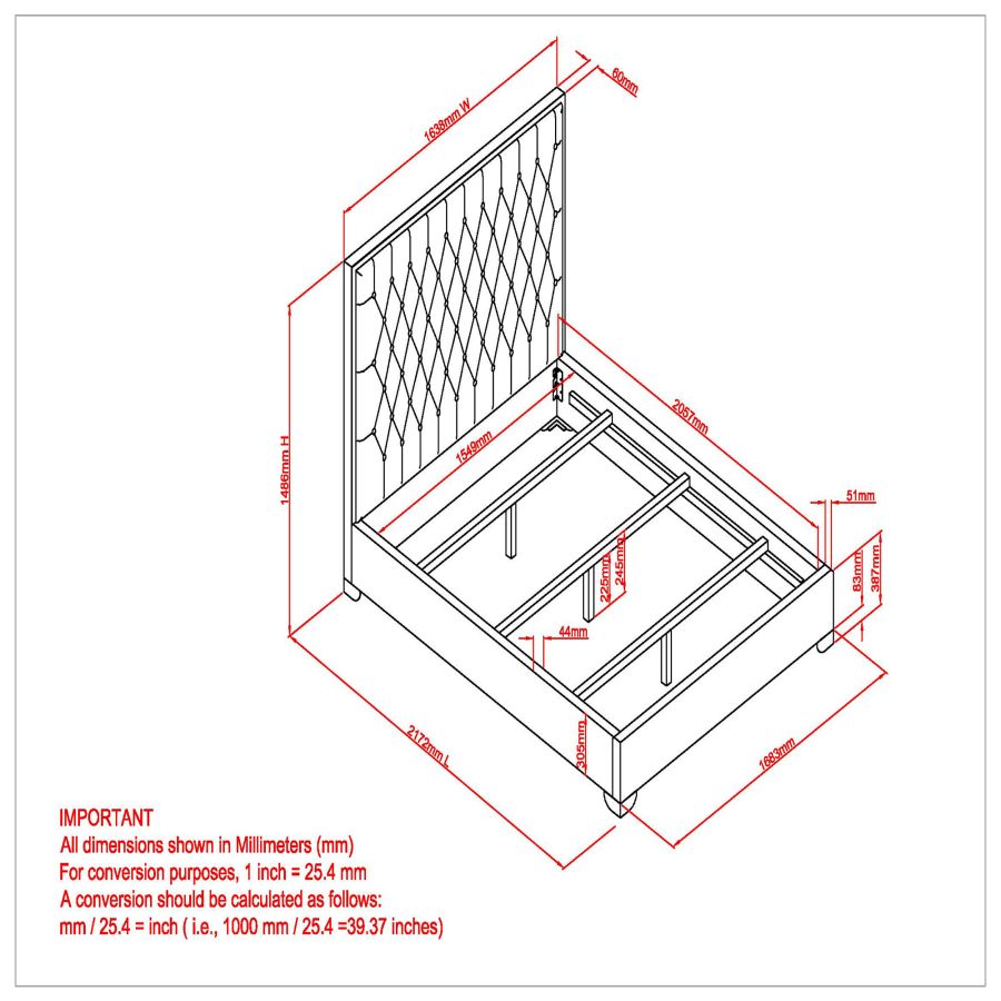 Lucille 60" Queen Bed in Grey and Silver 101-596Q-GY_CH