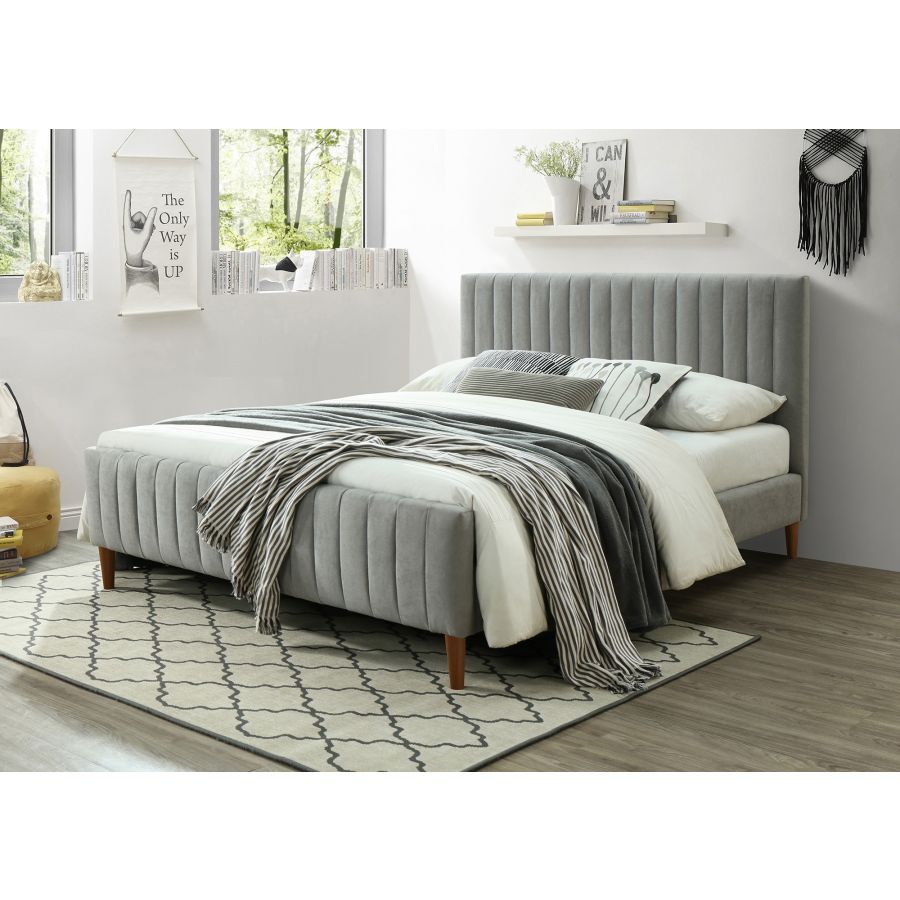 Hannah 60" Queen Platform Bed in Light Grey 101-622Q-LG