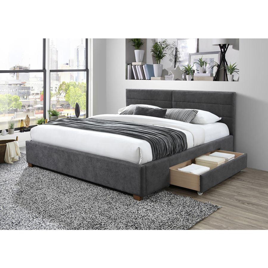 Emilio 78" King Platform Bed with Drawers in Charcoal 101-633K-CH