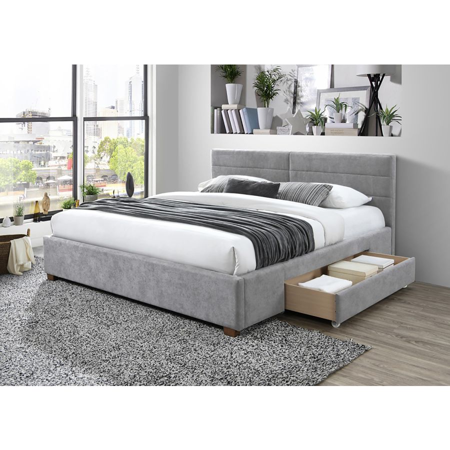 Emilio 78" King Platform Bed with Drawers in Light Grey 101-633K-LG
