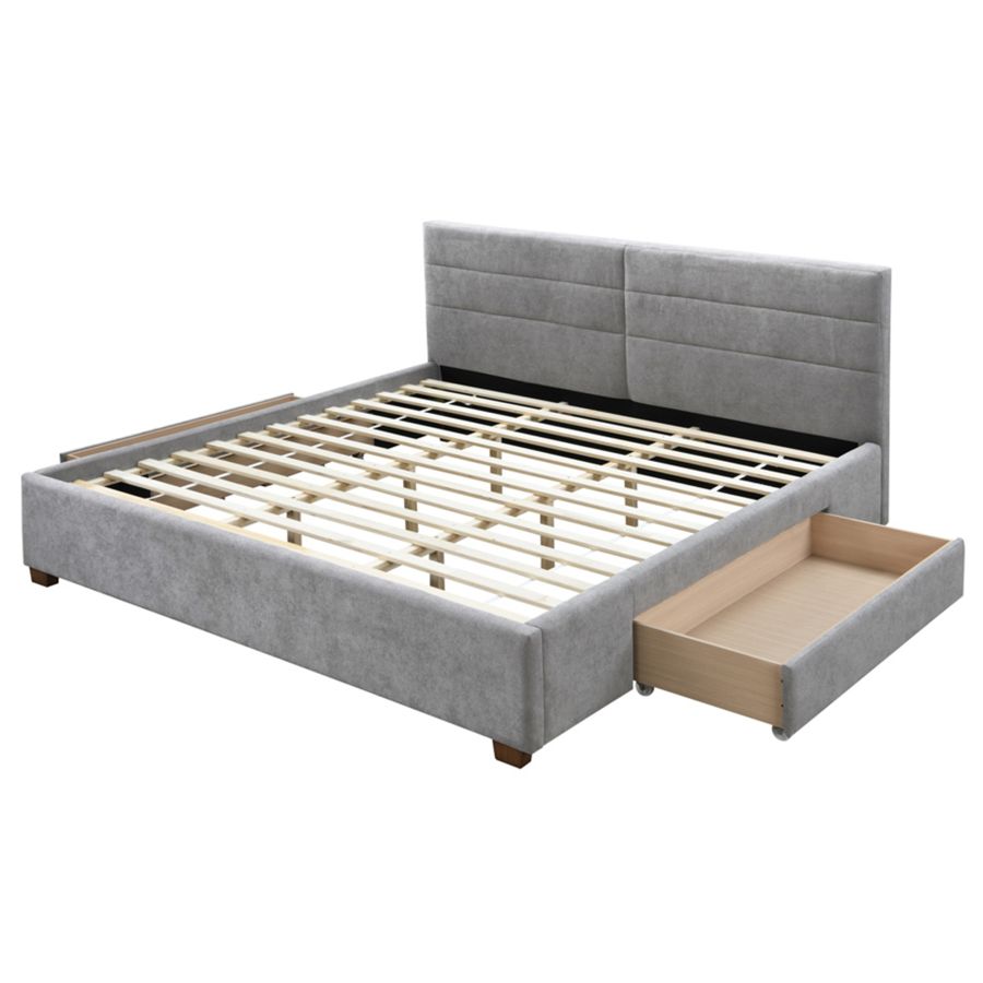 Emilio 78" King Platform Bed with Drawers in Light Grey 101-633K-LG