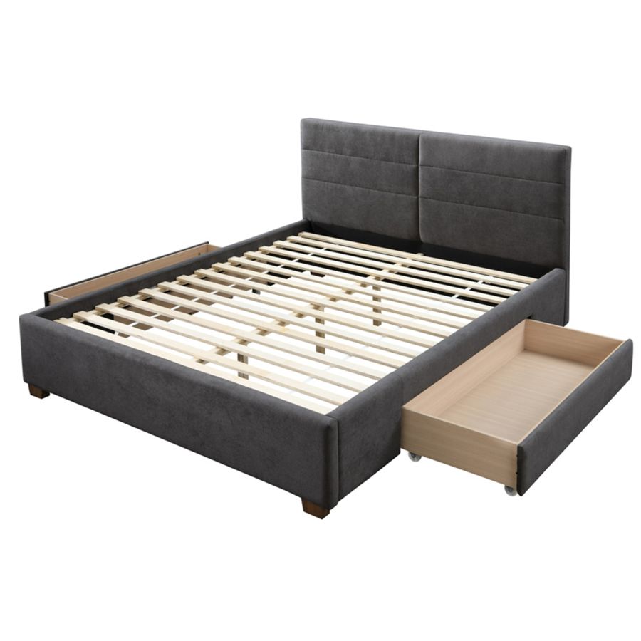 Emilio 60" Queen Platform Bed with Drawers in Charcoal 101-633Q-CH