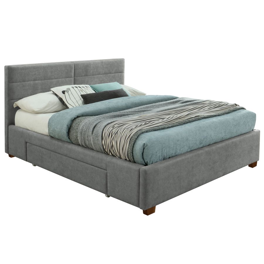 Emilio 60" Queen Platform Bed with Drawers in Light Grey 101-633Q-LG