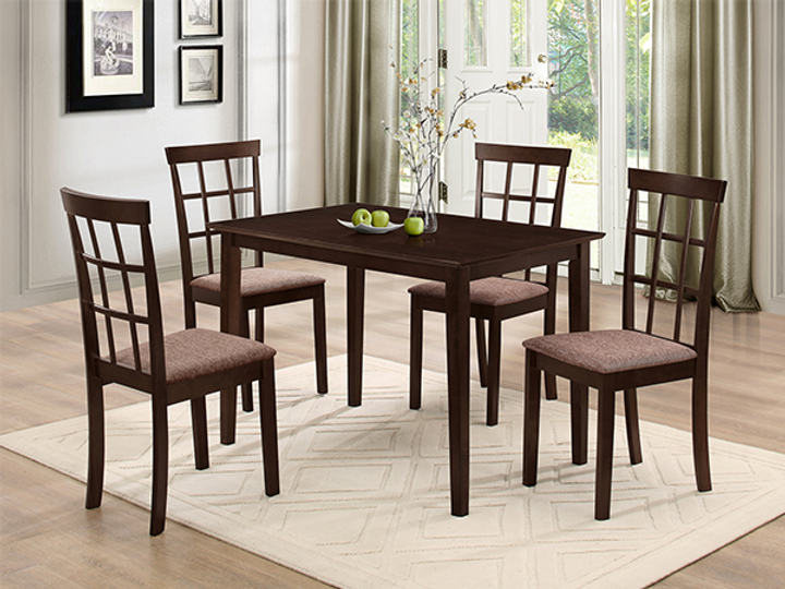 Wooden Dining Table With 4 Chairs Espresso 1047/1010