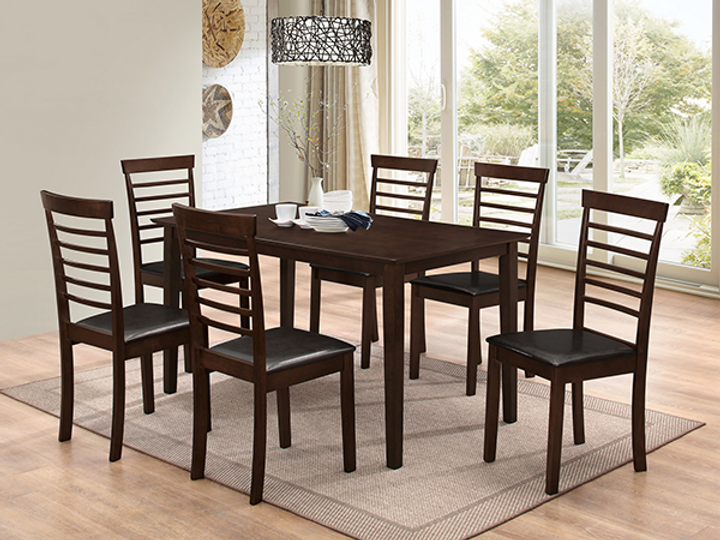 Espresso Wooden Dining Table With 6 Chairs 1048/1011