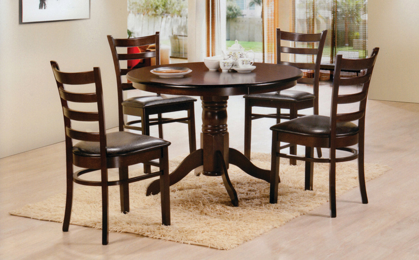 Espresso Wooden Round Dining Set 1060/1062
