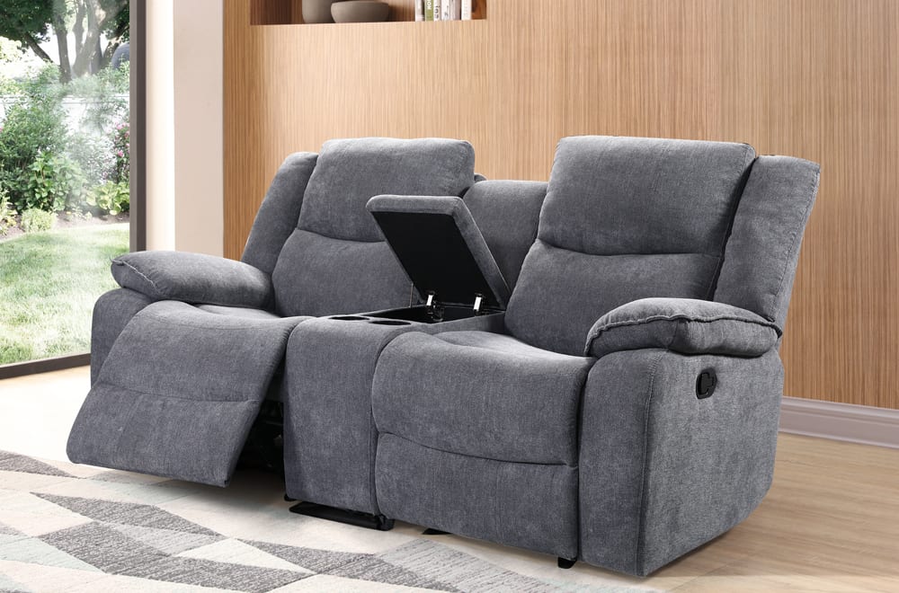 ( Discontinued ) Grey Fabric Recliner Sofa Collection T-1194