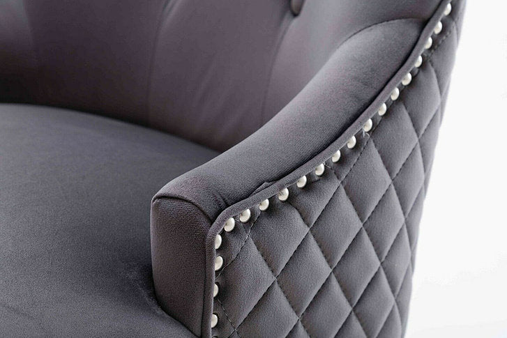 2 Pc Grey Velvet Dining Chair C-1250