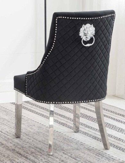 2 Pc Black Velvet Dining Chair C-1251