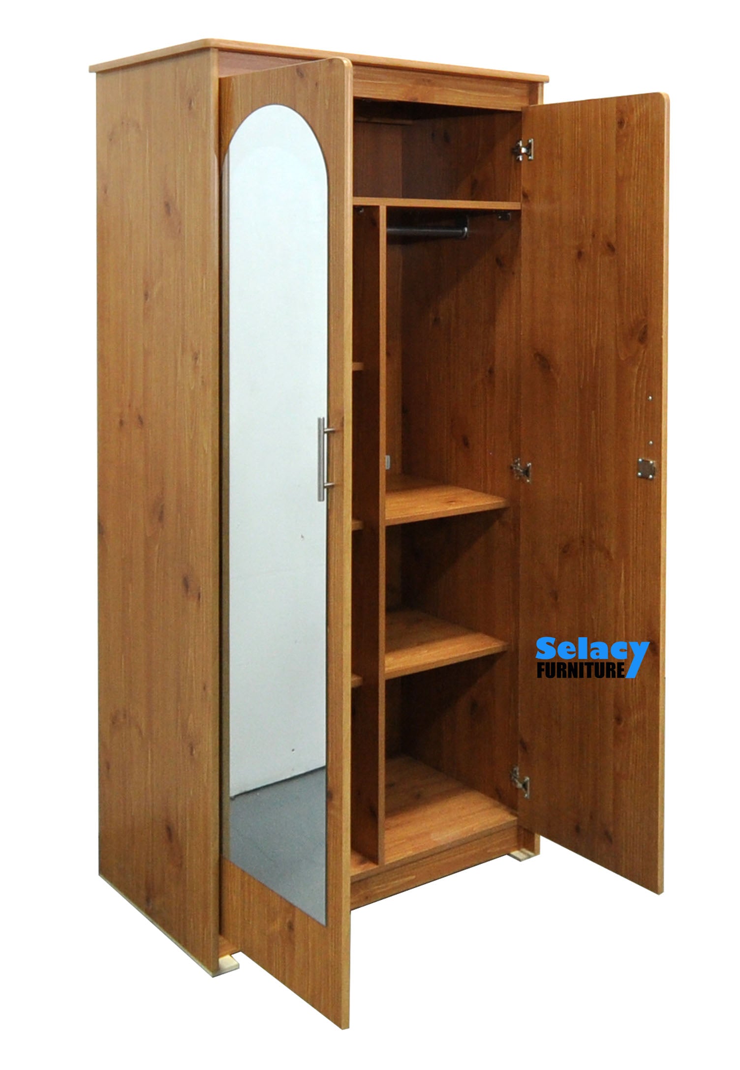 2 Door Wardrobe with glass Mirror And Lock - 130