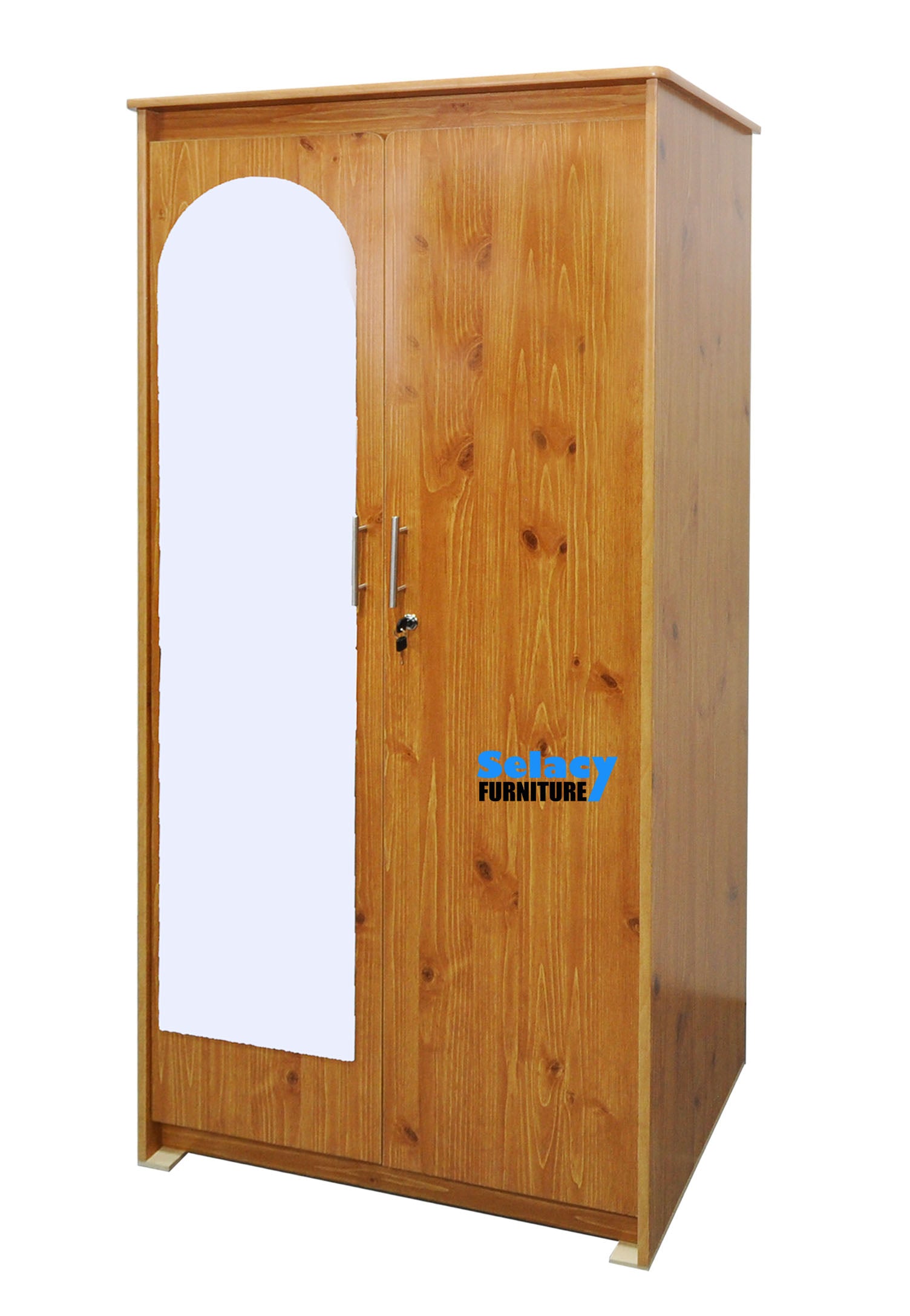 2 Door Wardrobe with glass Mirror And Lock - 130