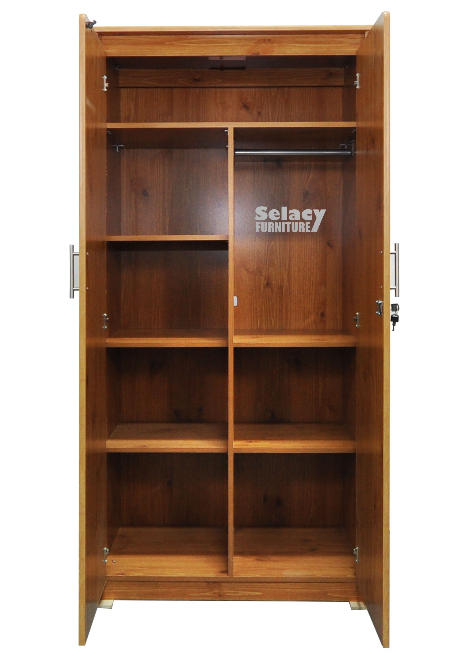 Canadian Made 2 Door Wardrobe with Mirror And Lock - 130