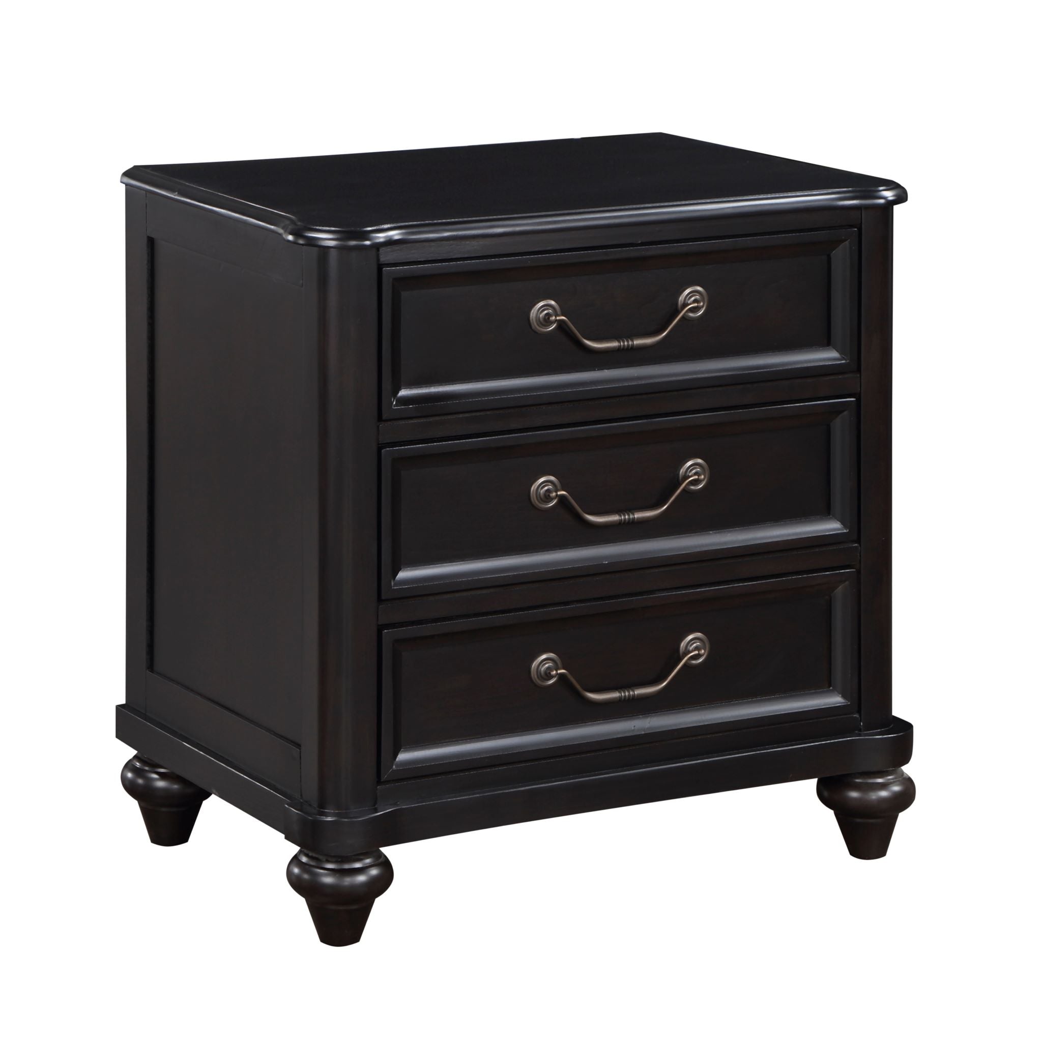 Herman Solid Wood Night Stand Charcoal Brown 1420