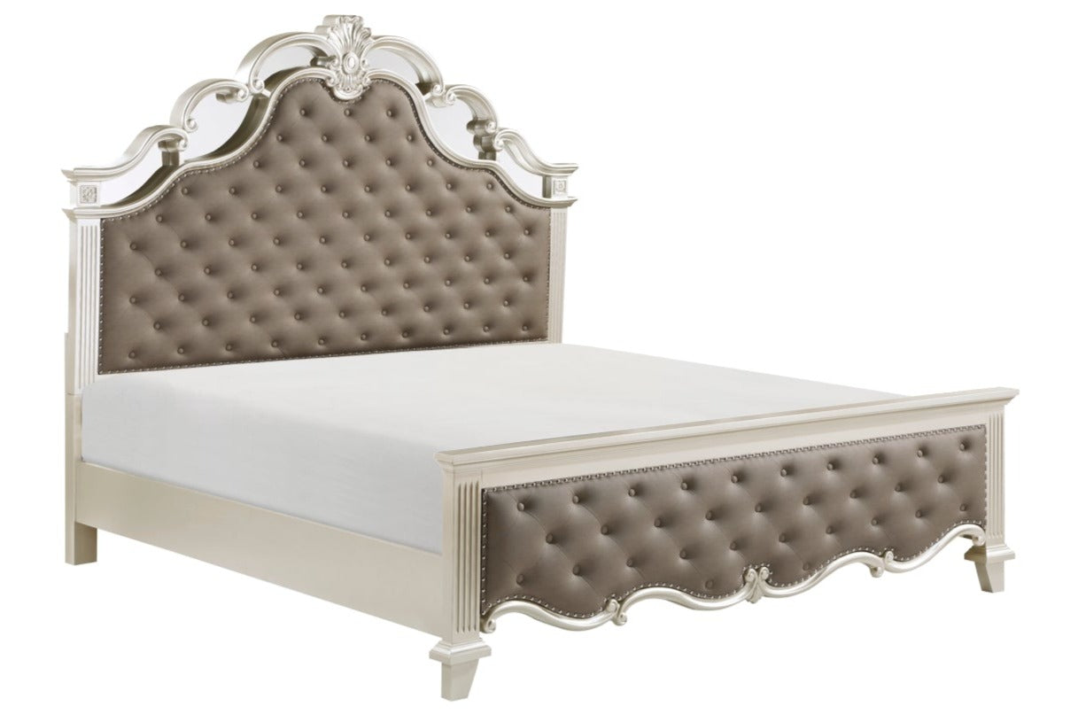 Ever Wooden Bedroom Set with Button Tufted Headboard 1429