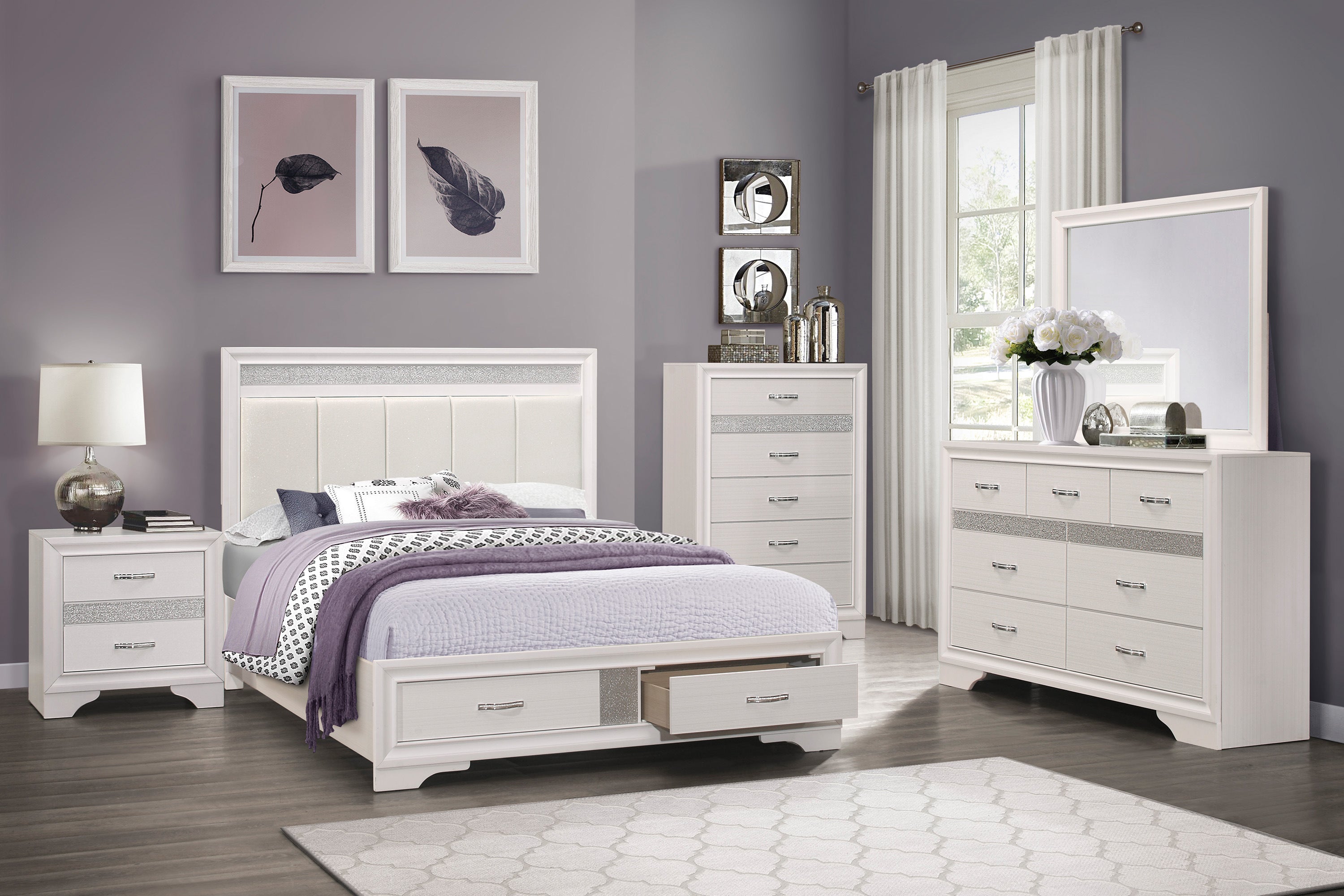 Luster White Bedroom Collection 1505