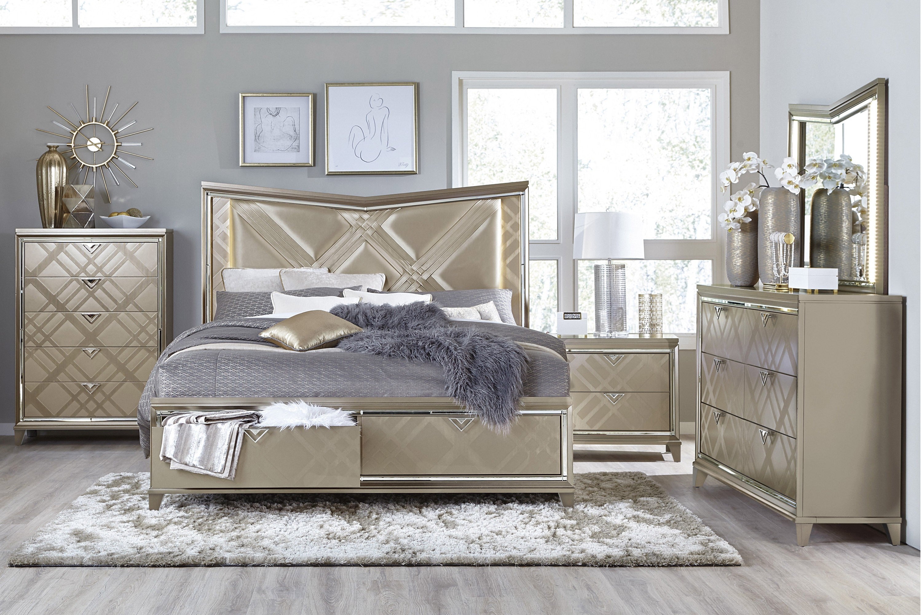 Bijou Bedroom Set With LED Headboard 1522
