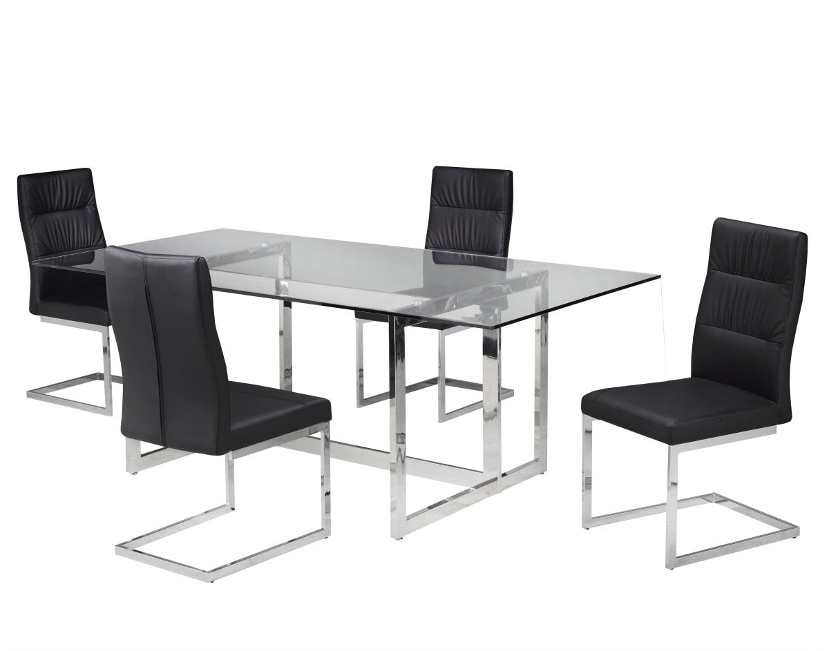 Baxton Contemporary Styling Black Dining Table With 4 Chairs 5001