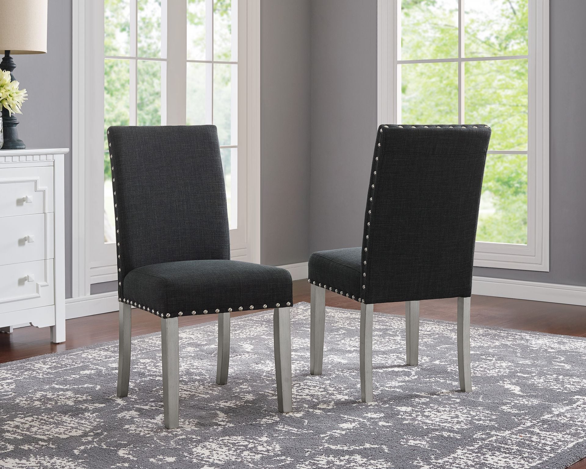Dark Grey Bella Side Chair Set of 2 - 163-22DGY