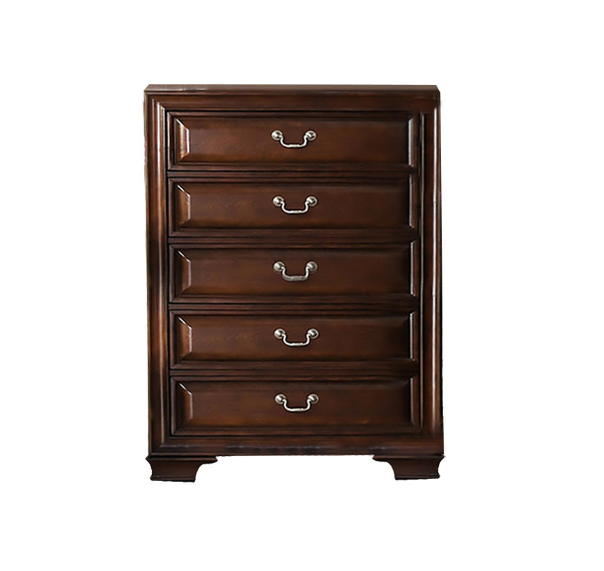 Milton Wooden 5 Drawer Chest Cherry Brown 1701