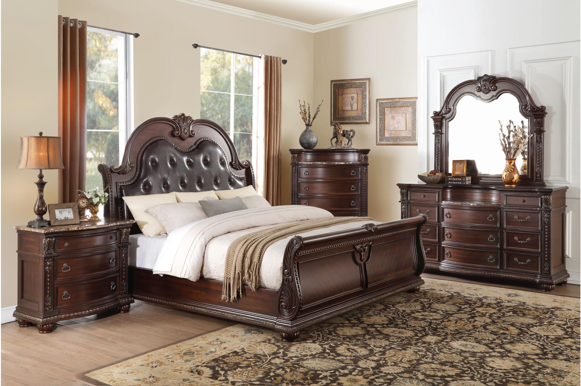 Dark Cherry Cavalier Bedroom Set 1757