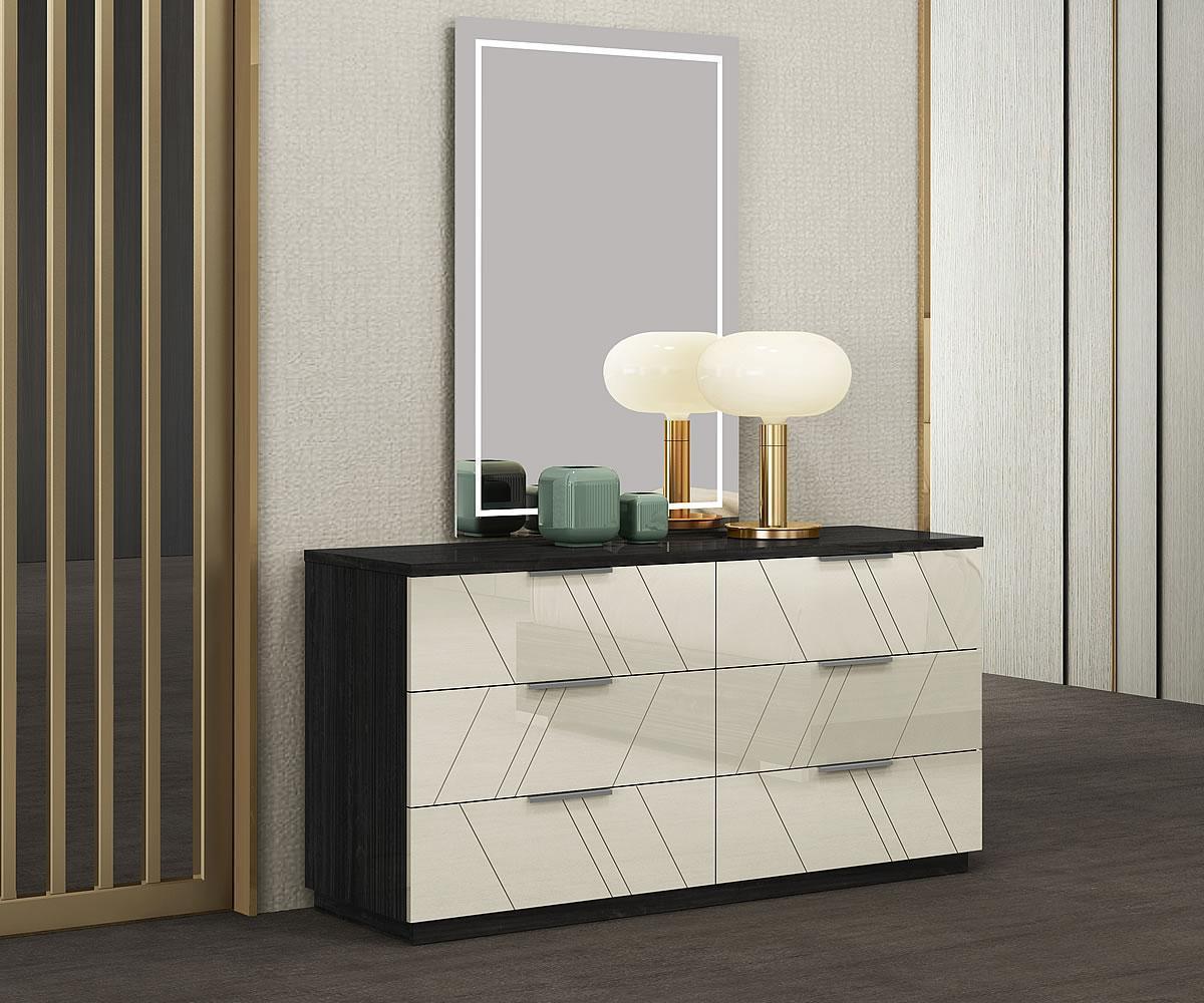Travis Grey Angley Unique 6 Drawer Dresser & Mirror B157