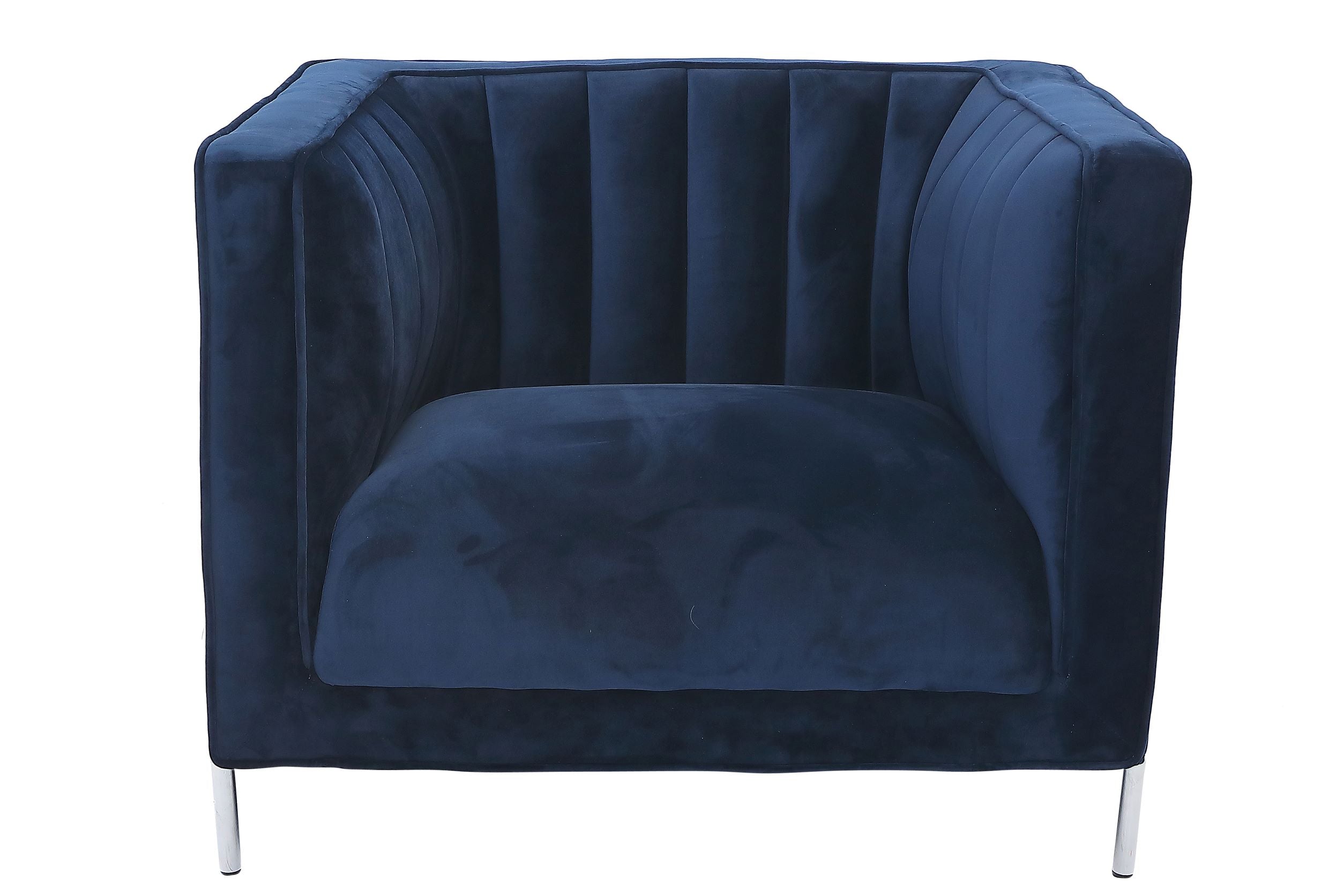 Arthur Velvet Suede Fabric Sofa Set with Metal Legs in Blue 19043