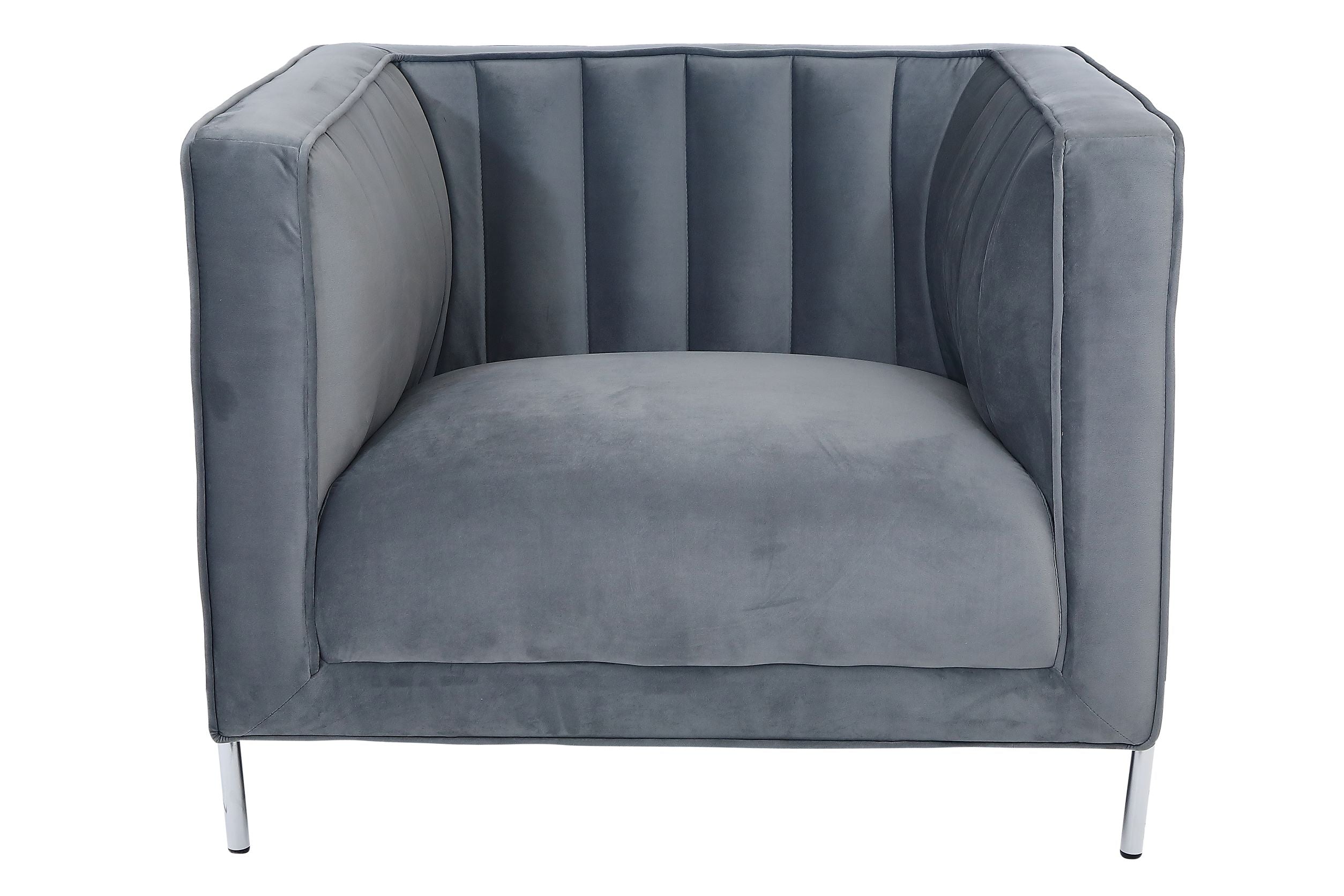 Arthur Velvet Suede Fabric Sofa Collection with Metal Legs in Grey 19043