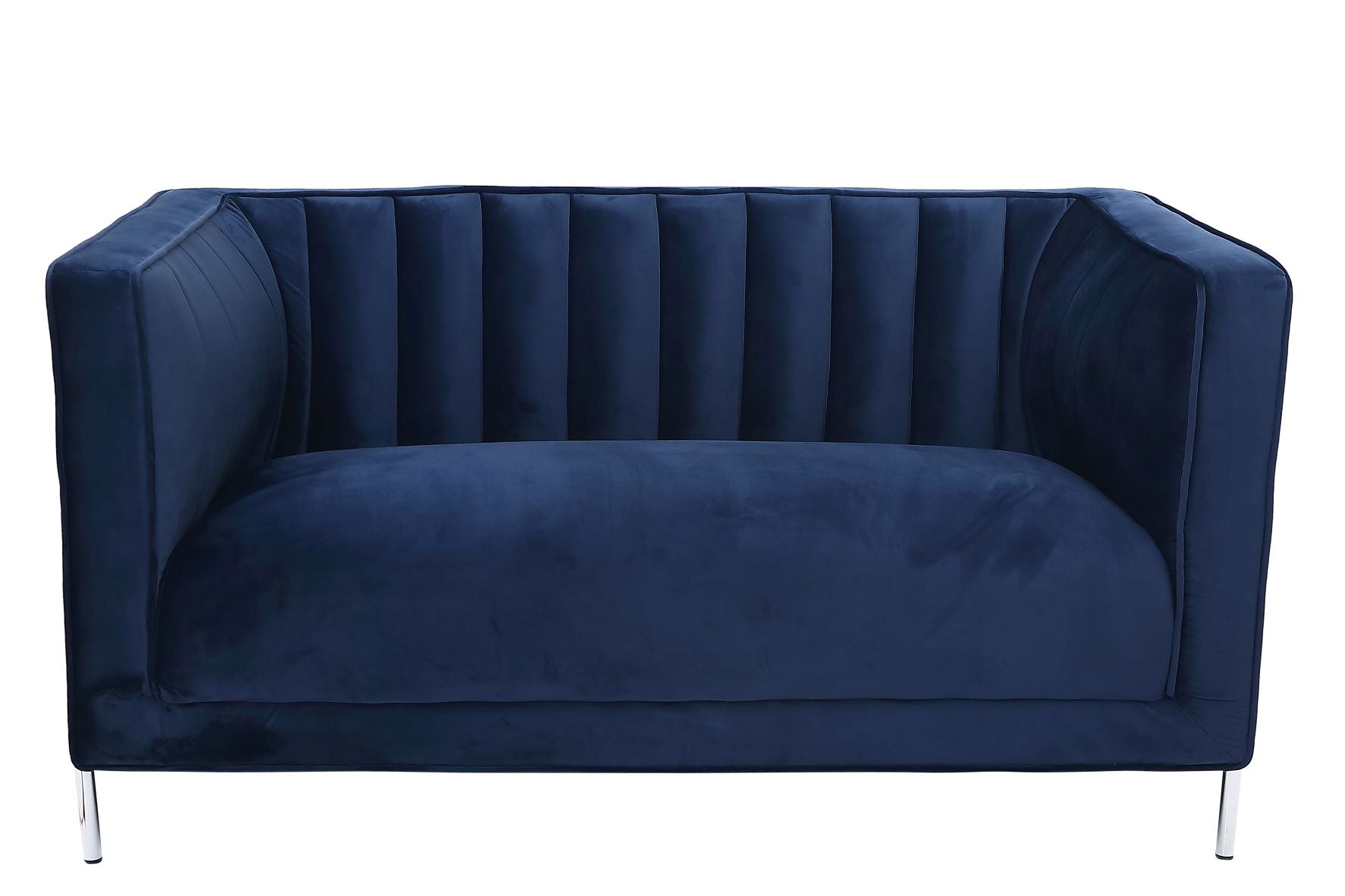 Arthur Velvet Suede Fabric Sofa Set with Metal Legs in Blue 19043