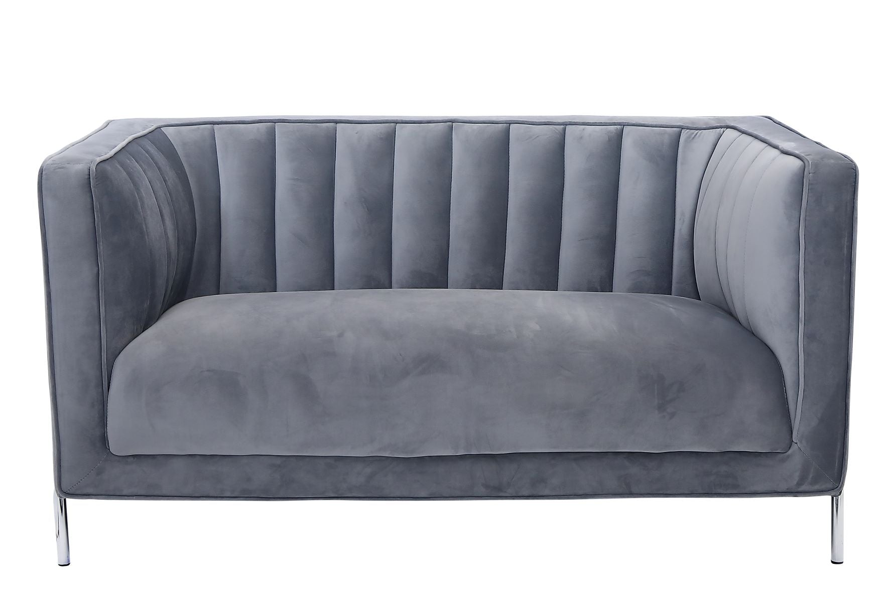 Arthur Velvet Suede Fabric Sofa Collection with Metal Legs in Grey 19043