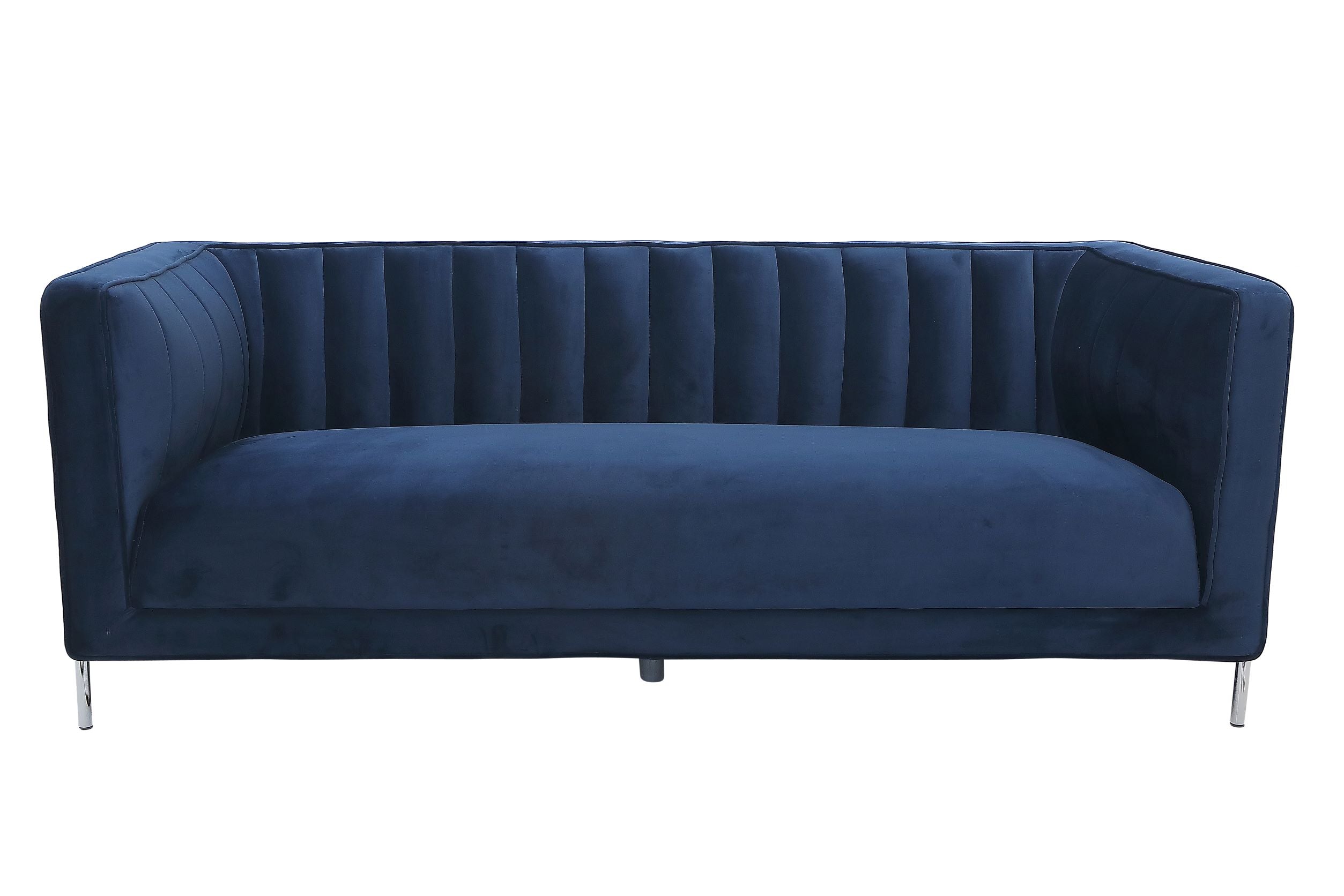 Arthur Velvet Suede Fabric Sofa Set with Metal Legs in Blue 19043