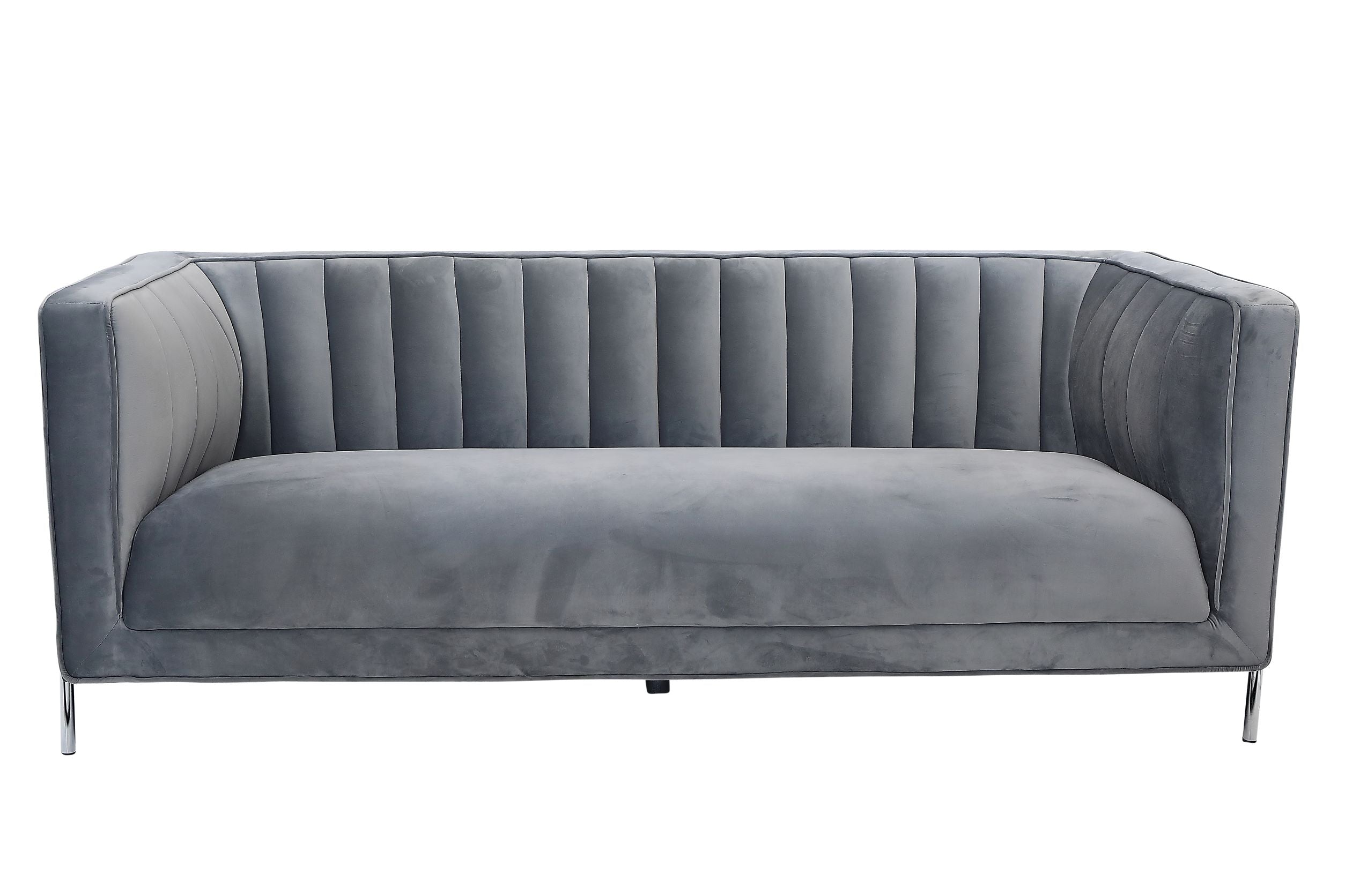 Arthur Velvet Suede Fabric Sofa Collection with Metal Legs in Grey 19043