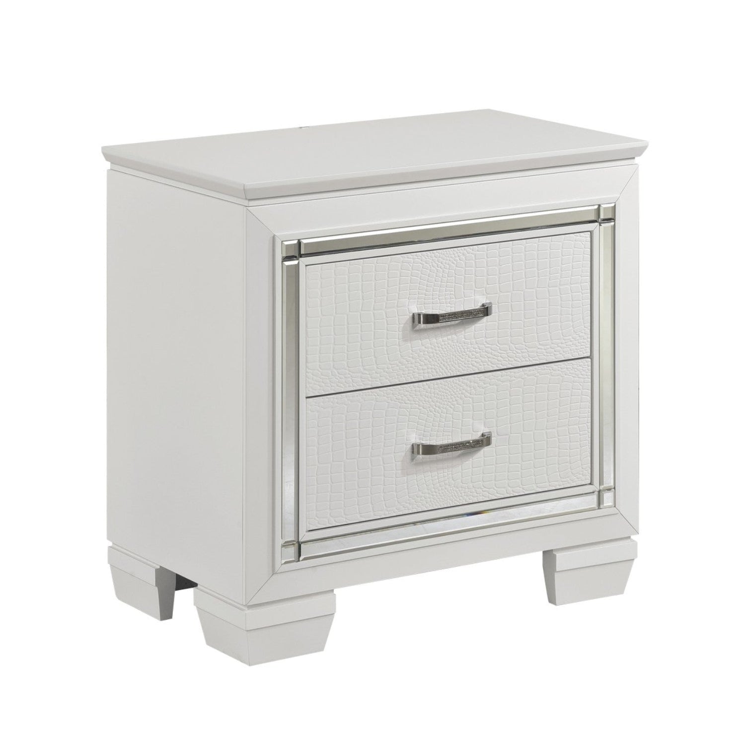 White Allura Wooden 2 Drawer Night Stand 1916W