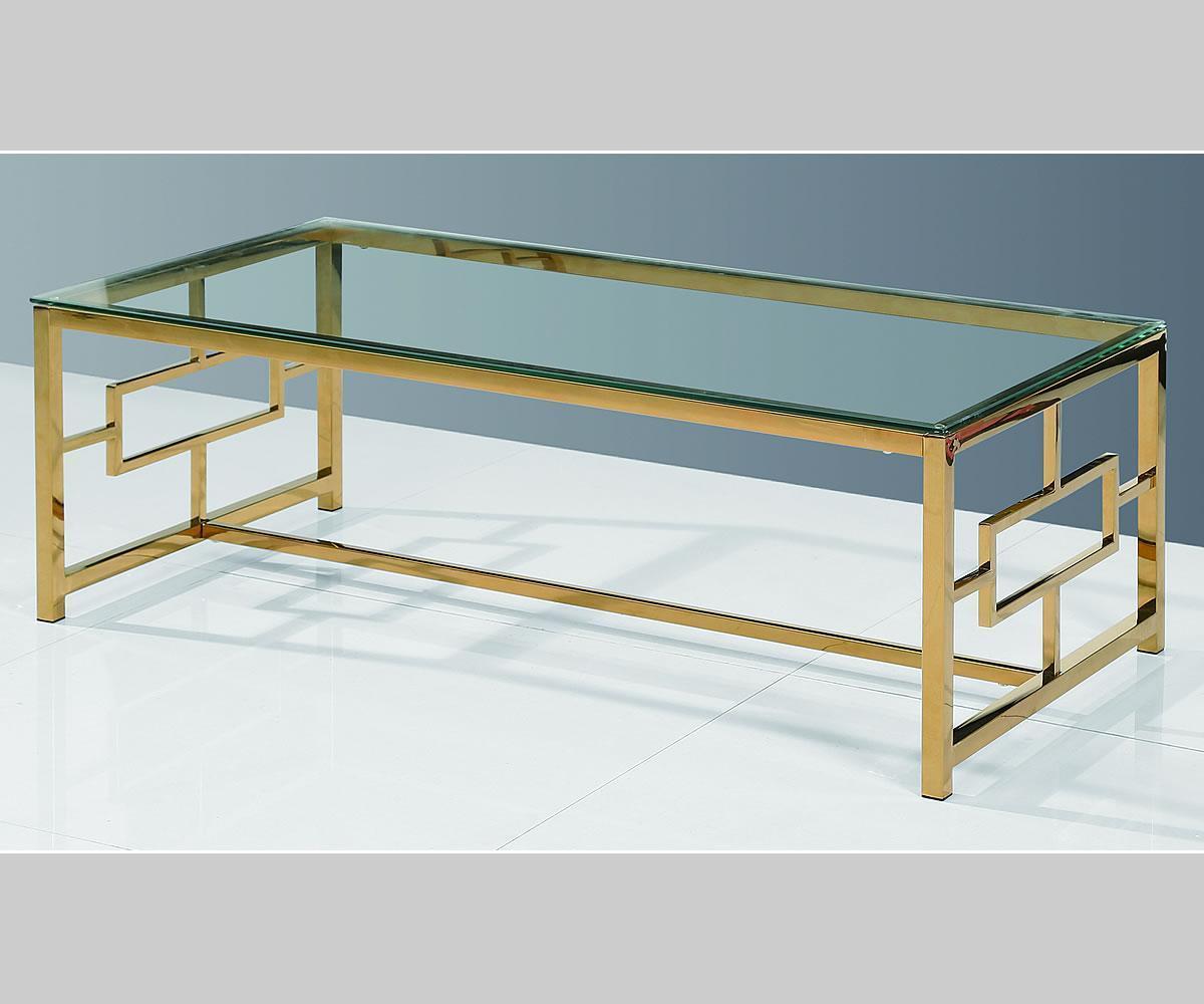 Kween Glass Coffee Table With Gold Legs CT-013