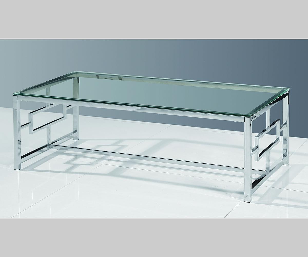 Naomi Glass Coffee Table With Chrome Legs CT-013-SL